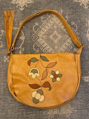 HOBO Leather Floral Appliqué Crossbody Bag